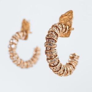 ZARA Goldtone Rhinestone Hoop Earrings